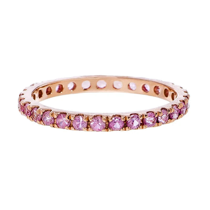 women's engagement rings-Josephine Band Rose Gold Pink Sapphire 2mm