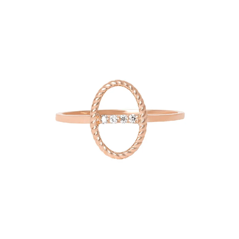 women's unique gemstone rings-Celestial Bar 18K Rose Gold Ring w. Diamonds