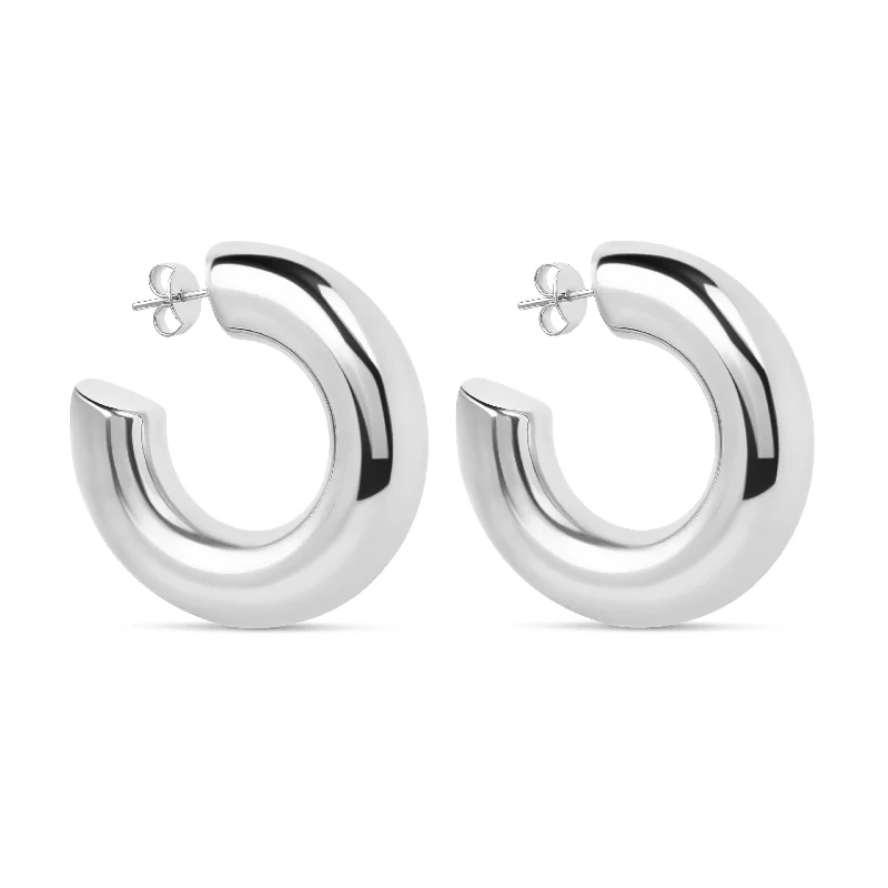 women's chic earrings-The Large Silver Hailey Hoops