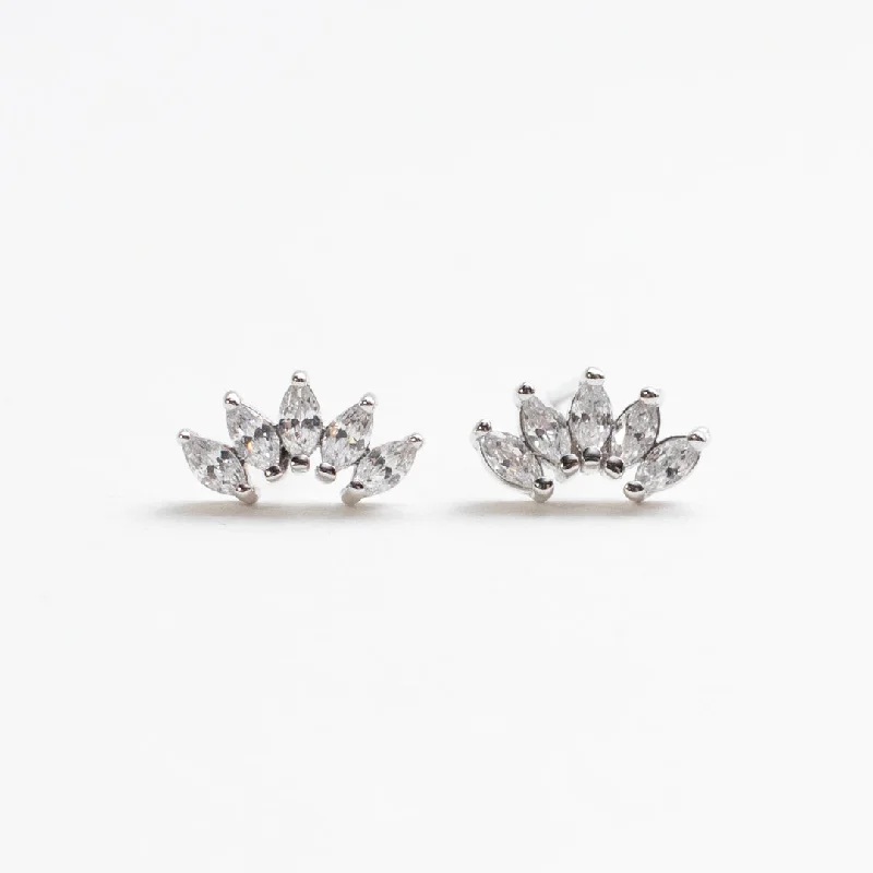 women's statement earrings-Marquise Halves Studs