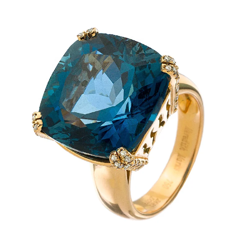 women's engraved rings-Reid Ring Rose Gold London Blue Topaz