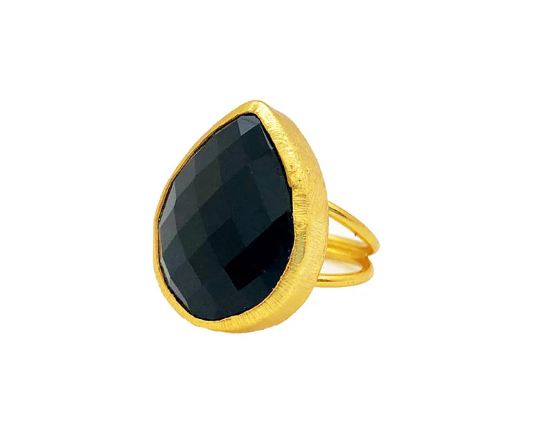 women's eco-friendly rings-ONYX TEARDROP RING