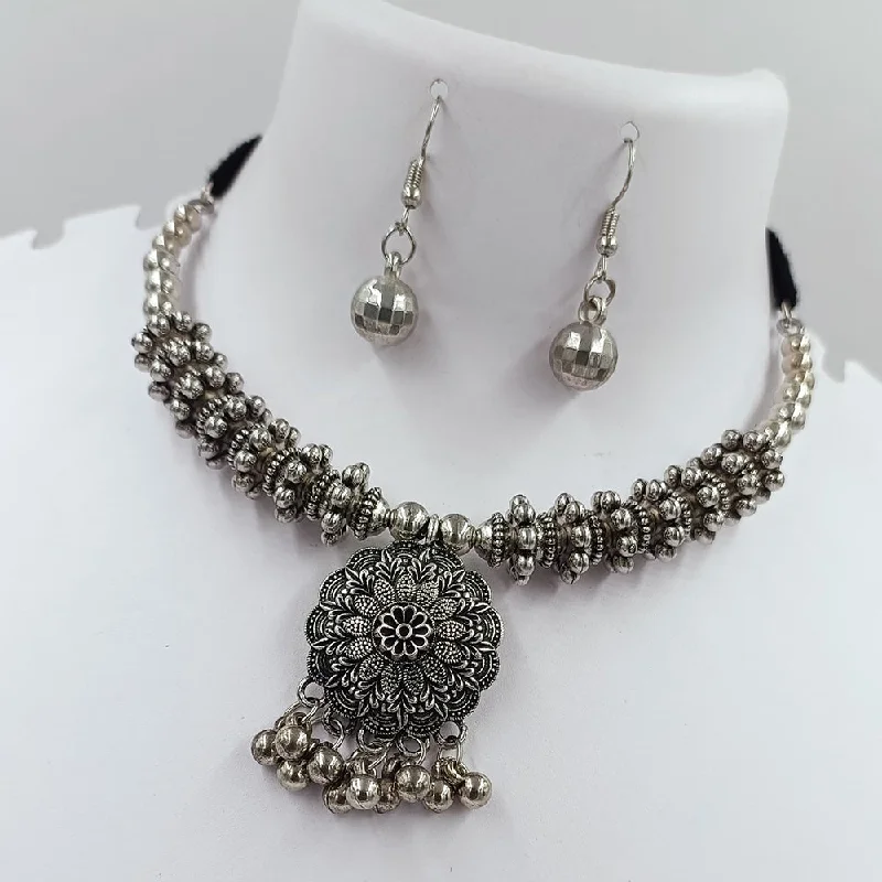 women's bridal necklace sets-Kavita Art Oxidised Plated Necklace Set