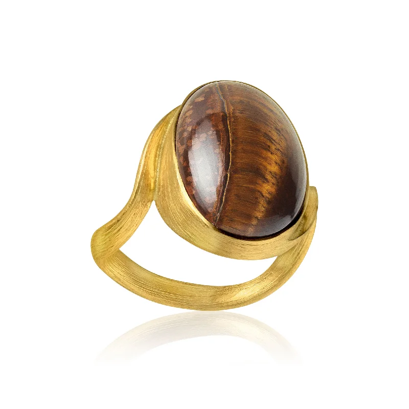 women's birthstone rings-Vega 18K Gold Ring w. Tiger's Eye