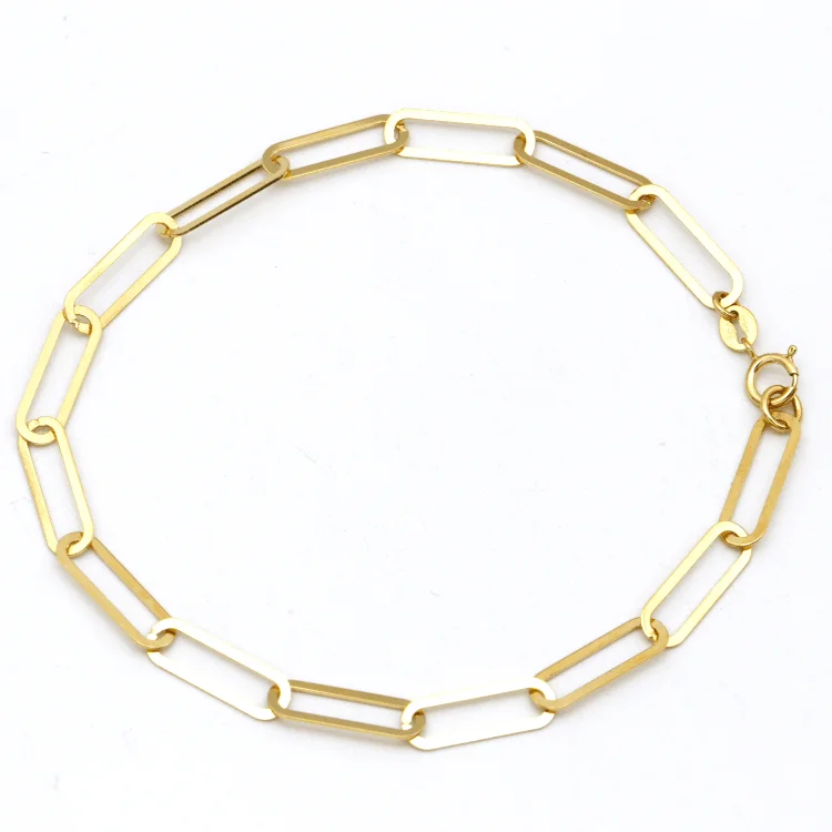 women's gold bracelets-Real Gold Paper Clip L Bracelet 1319 (19 C.M) BR1505