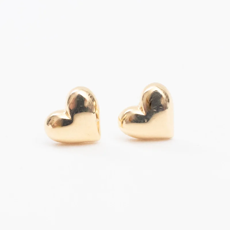 women's emerald earrings-Small Cutout Gold Vermeil Heart Studs