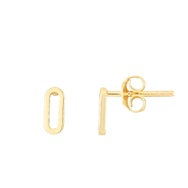 women's minimalistic stud earrings-14K Yellow Gold Mini Paperclip Studs