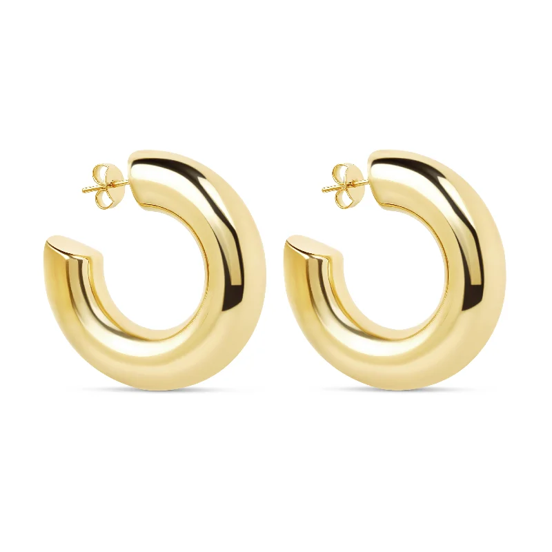 women's ethnic earrings-The Large Gold Hailey Hoops