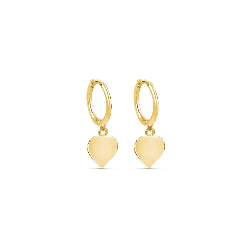 women's statement crystal earrings-The Gold Heart Huggies