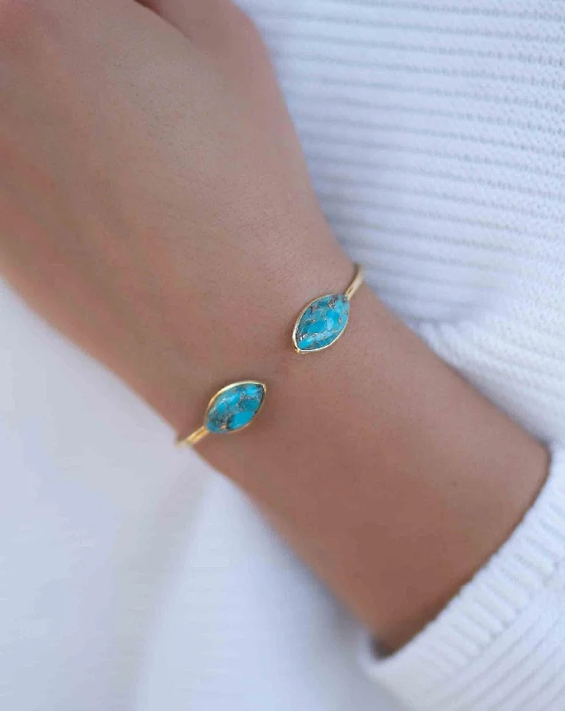 women's chic bracelets-Jessyca Bracelet ~ Copper Turquoise ~ Gold Plated ~ MB041A