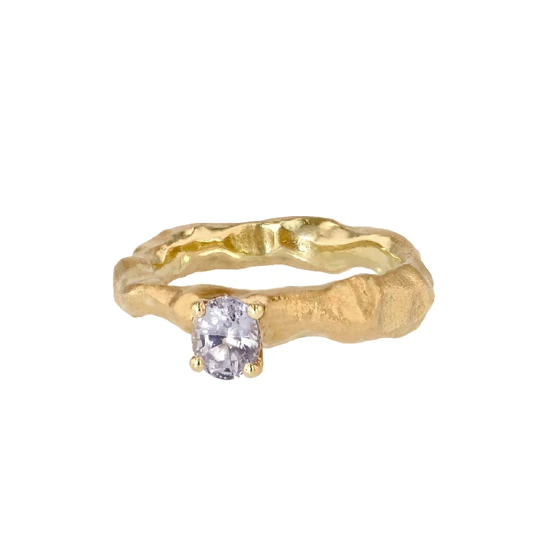 women's small rings-Slim Ellen 18K Gold Ring w. Sapphire