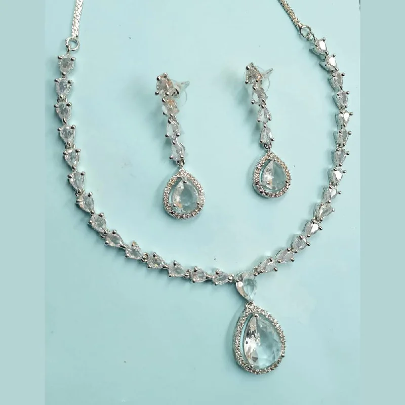 women's leaf necklaces-Padmawati Bangles Silver Plated Austrian Stone Necklace Set