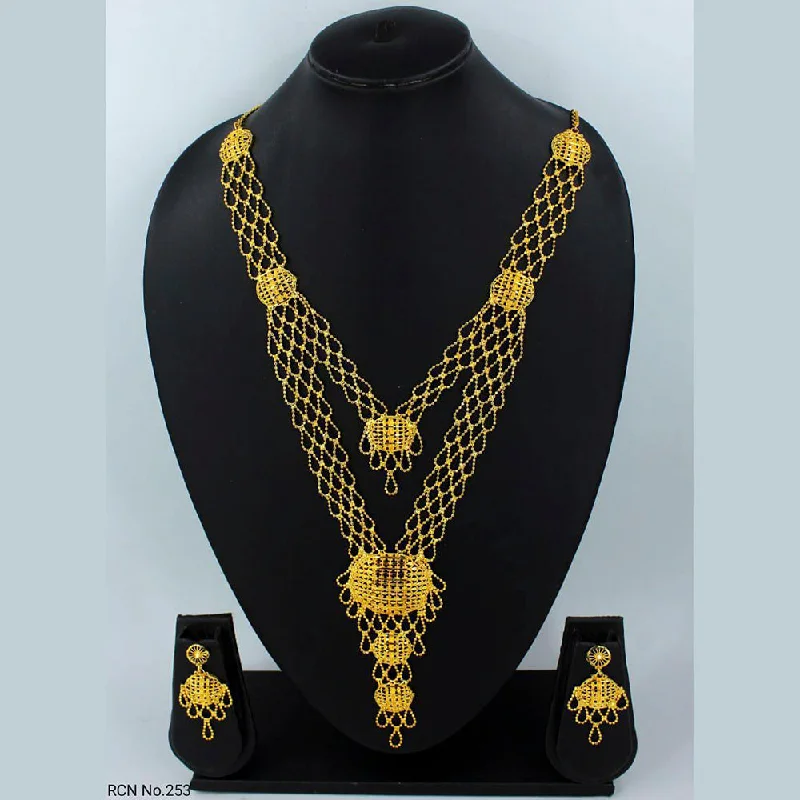 women's layered gold necklaces-Radhe Creation Forming Look Long Necklace Set