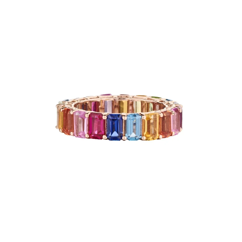 women's sterling silver engagement rings-RAINBOW ETERNITY BAND