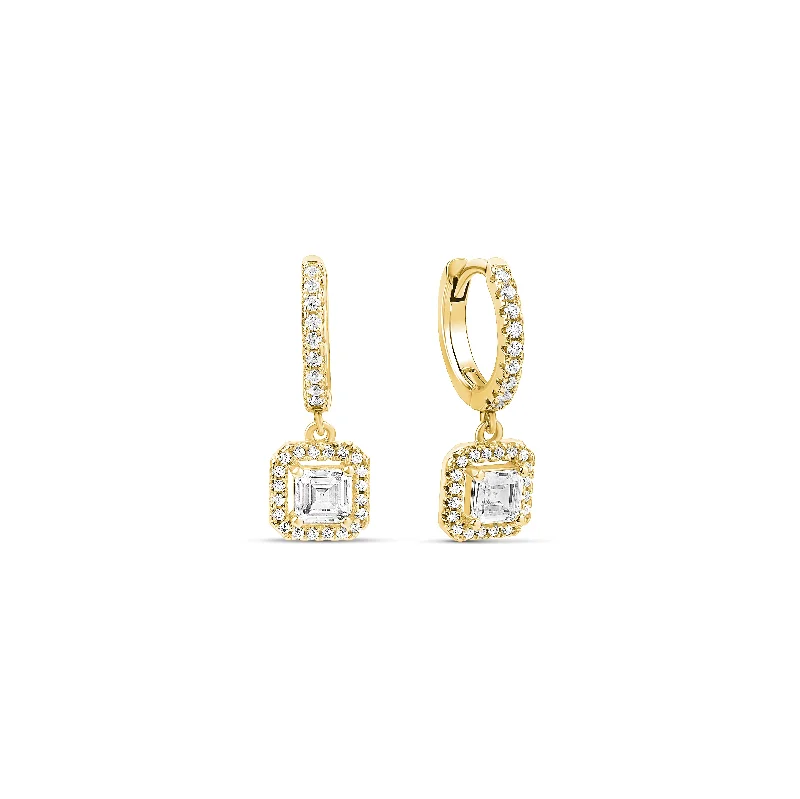 women's opal earrings-The Gold Baguette Pave Huggies