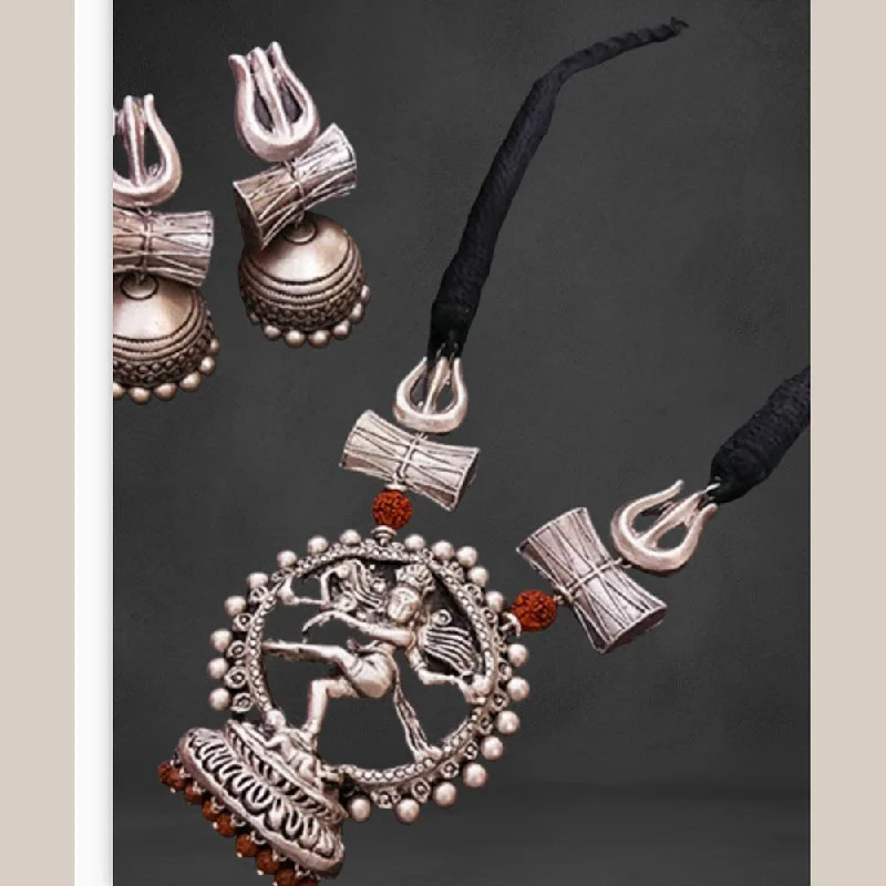 women's cubic zirconia necklaces-VF Collection Silver Plated Terracotta Nataraja Necklace Set