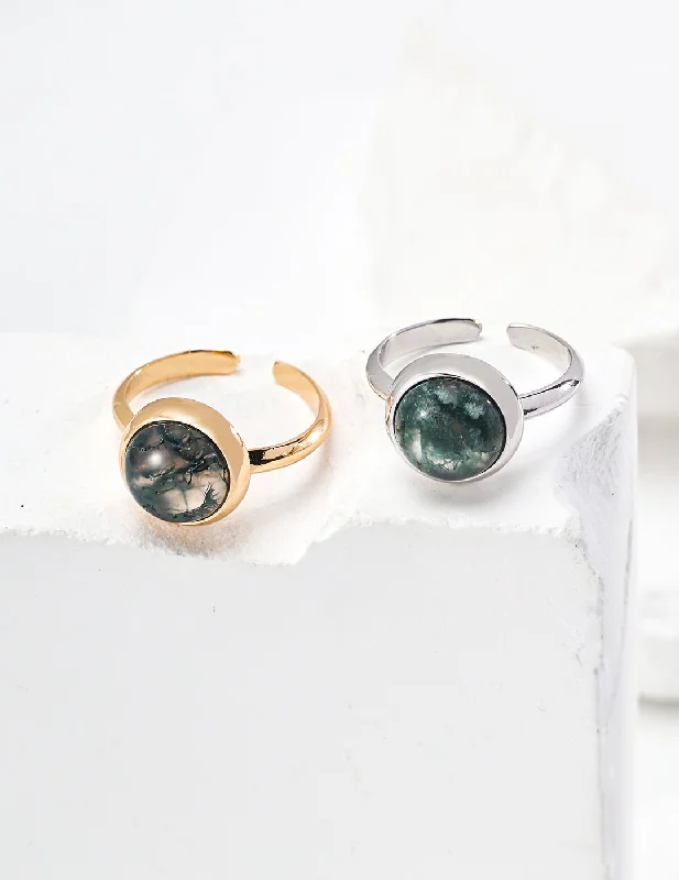 women's crystal rings-Water Grass Onyx Gemstone Open Ring