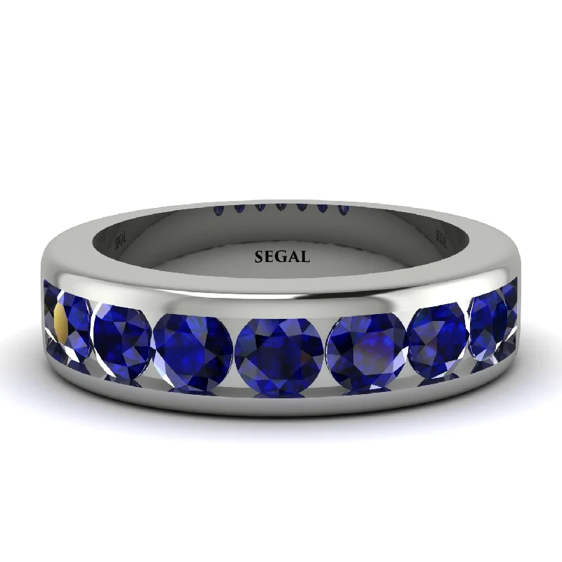 engagement rings with sapphire stones-Sapphire Eternal Brilliance Men's Wedding Ring - Jamie No. 15