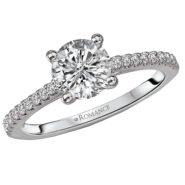 engagement rings for women-14K White Gold Peg Head Semi-Mount Romance Collection Wedding Ring.