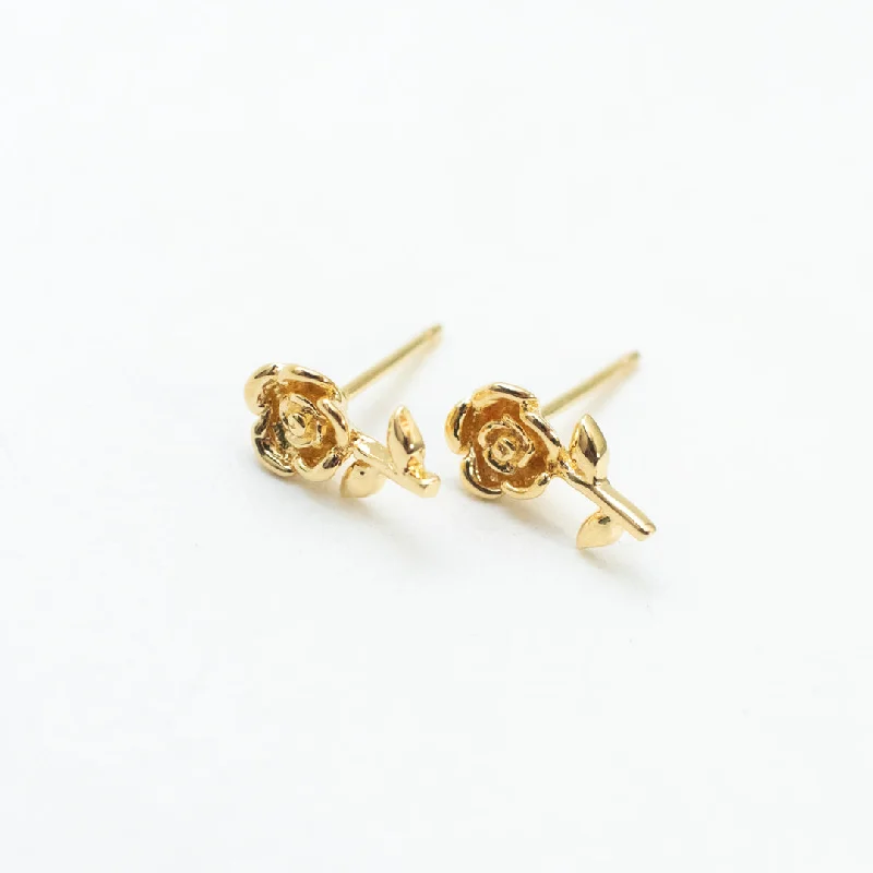 women's large stud earrings-Gold Vermeil Rose Studs