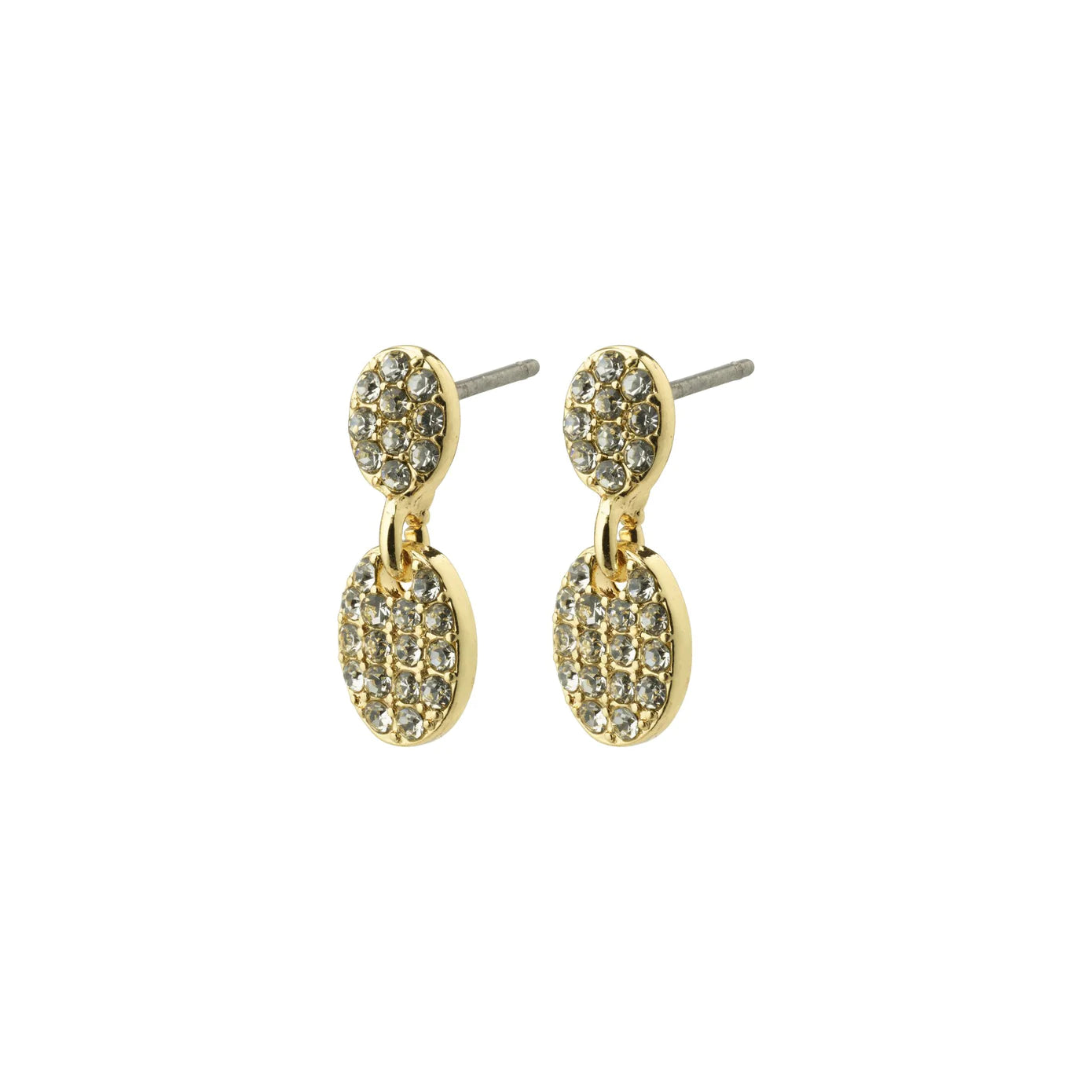 women's gemstone stud earrings-Beat Gold Plated Crystal Studs