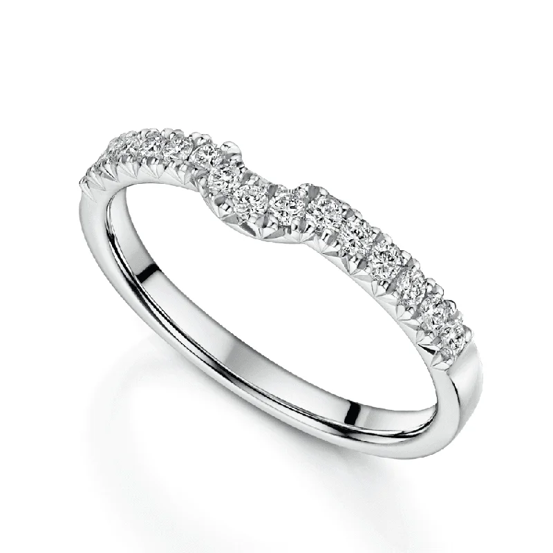 high-quality engagement rings-Platinum Diamond Claw Set Shaped Wedding Ring