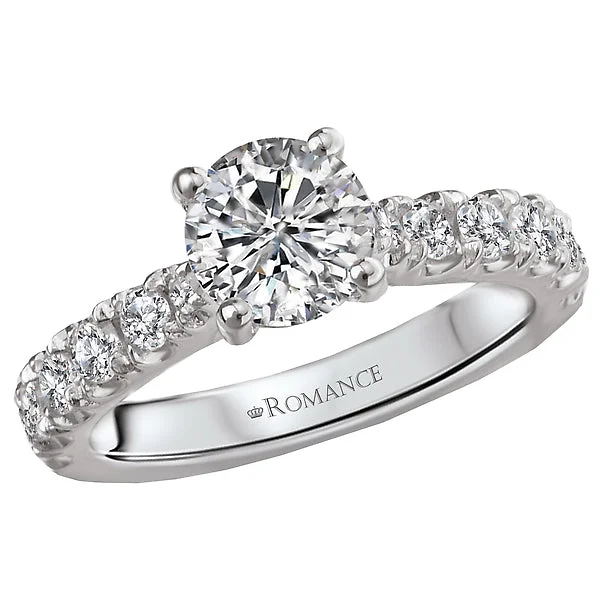 solitaire diamond engagement rings-14K White Gold Classic Semi-Mount Romance Collection Wedding Ring.