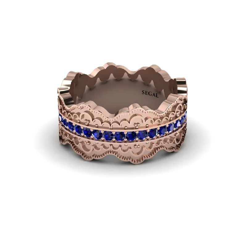 rose gold wedding engagement rings-Sapphire Regal Eternity Openwork Wedding Ring - Dayana No. 14