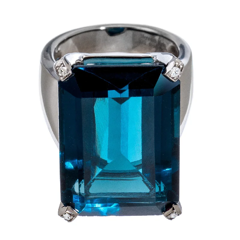 women's two-tone rings-Lucy Ring London Blue Topaz