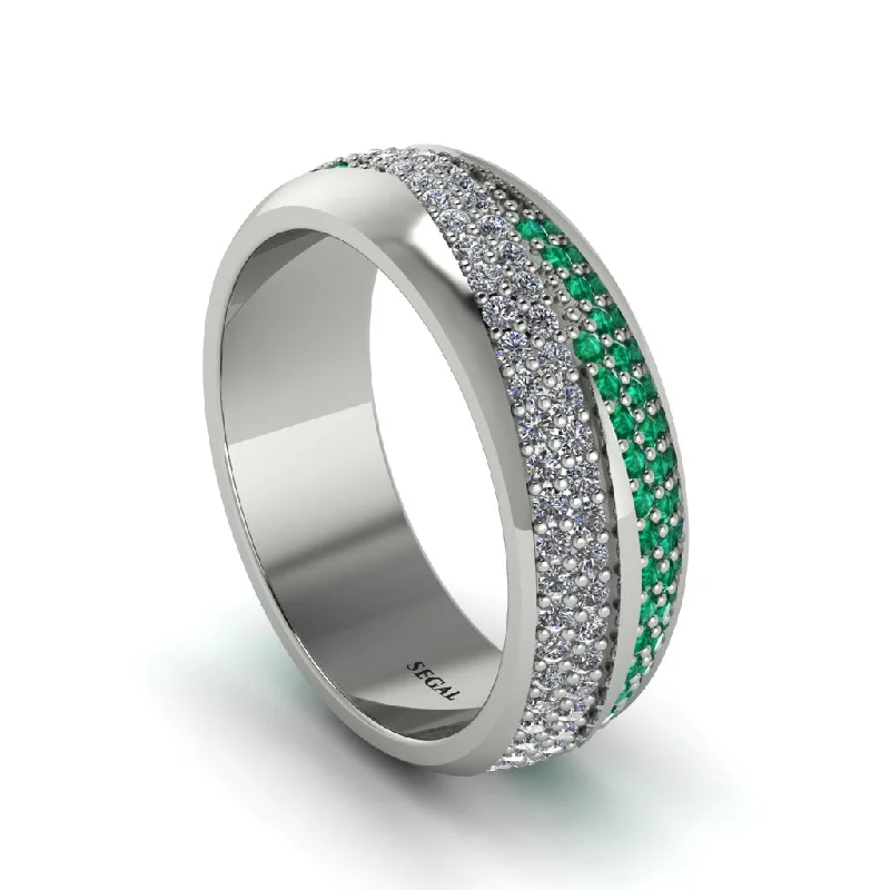 timeless engagement rings-1.4Ct Diamond & Emerald Eternity Wedding Ring - Merritt No. 18