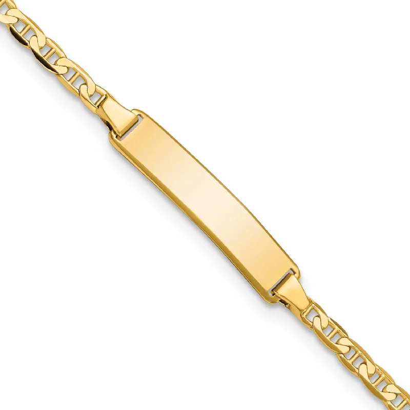 women's tennis bracelets-14KT Yellow Gold 6-inch 3.5MM Anchor Link ID Bracelet