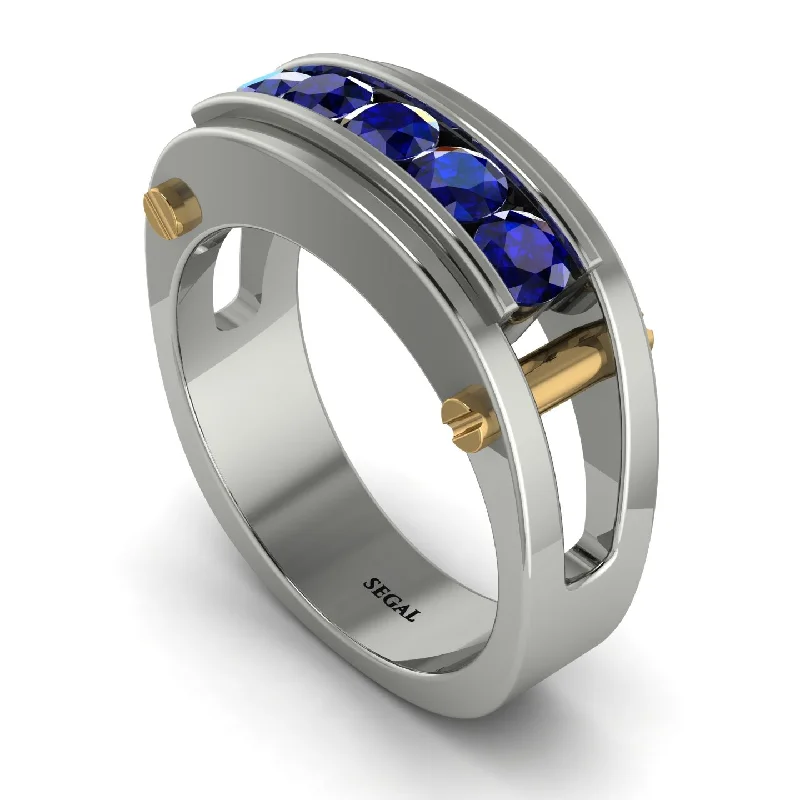 engagement rings for proposal-Sapphire Five-Stone Classic Gold Wedding Ring - Casey No. 30