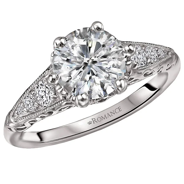 affordable diamond engagement rings-14K White Gold Semi-Mount Romance Collection Wedding Ring.