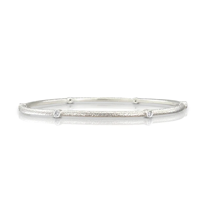 women's bold bangles-Sputnik Bangle in Sterling Silver with Diamonds