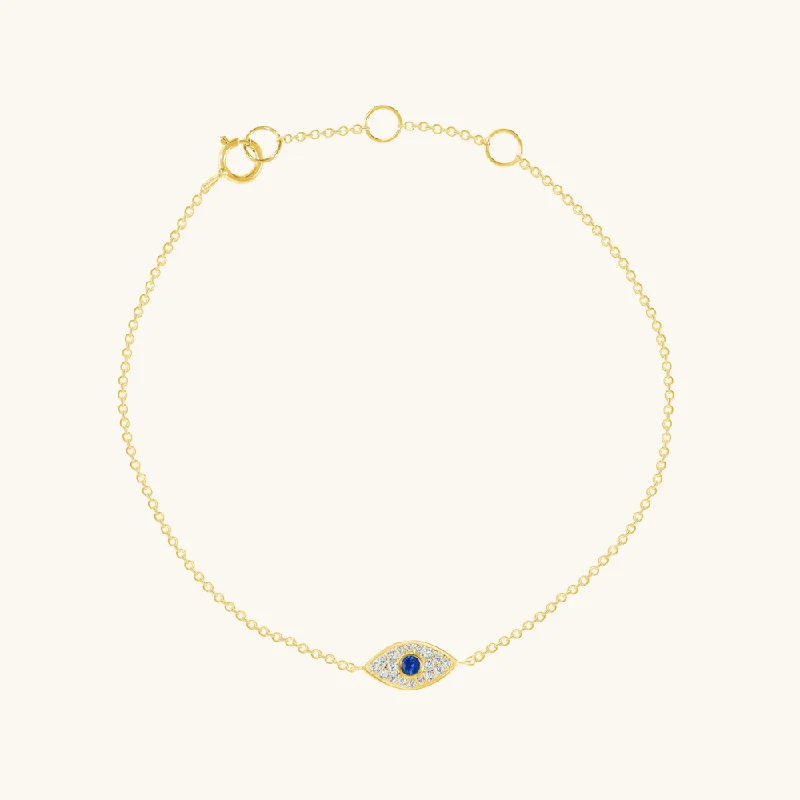 women's pearl bracelets-Dainty Evil Eye Bracelet