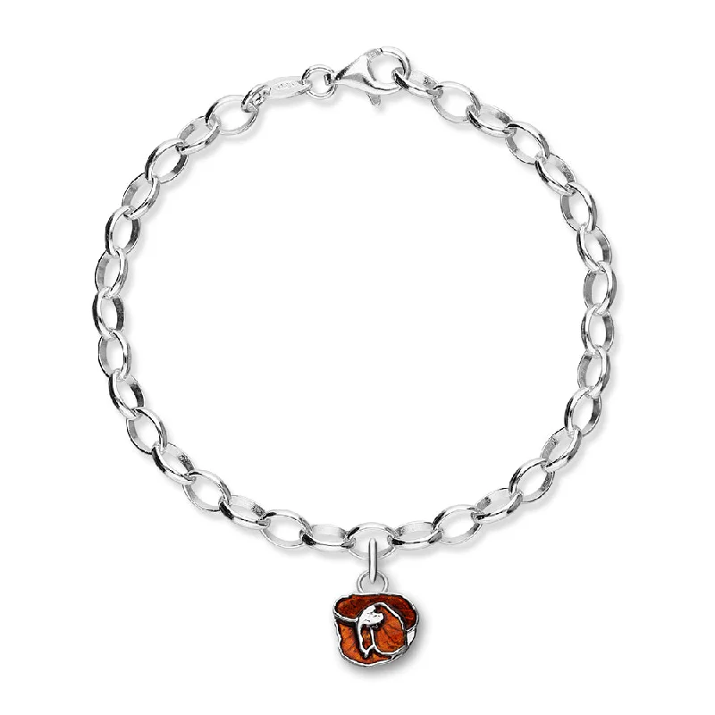 women's dainty bracelets-Poppies Silver Bracelet EBL107