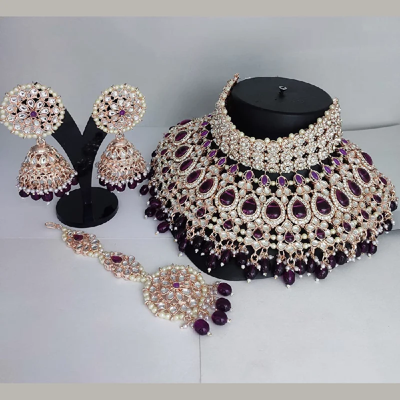 women's charm necklaces-Lucentarts Jewellery Kundan Semi Bridal Necklace Set