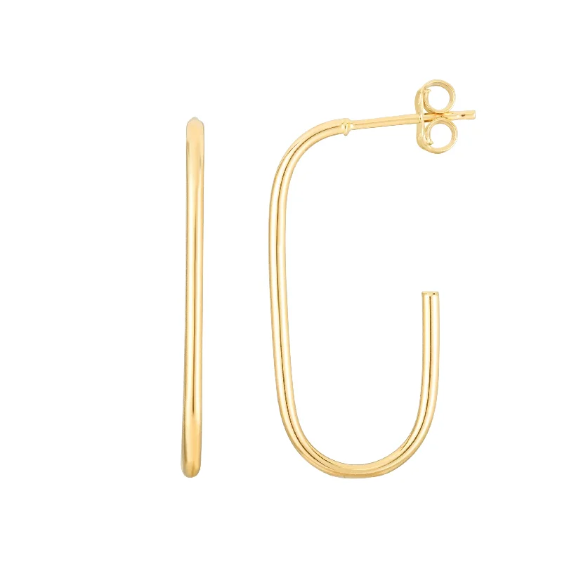 women's ethnic jewelry earrings-14K Gold Polished Paperclip Inspired J Hoop