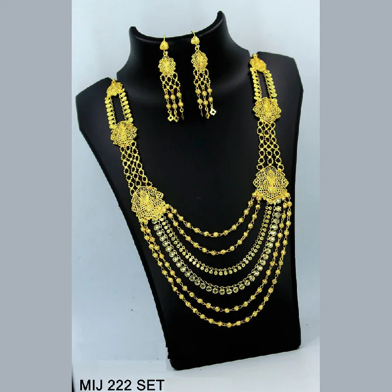 women's layered necklaces-Mahavir Forming Gold Necklace Set   - MIJ Set 222