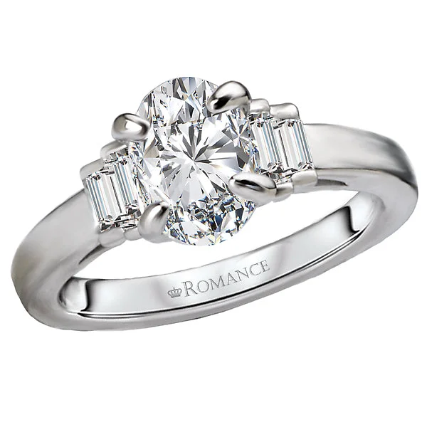 halo engagement rings-14K White Gold Classic Semi-Mount Romance Collection Wedding Ring.