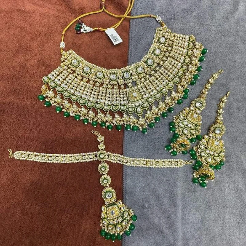 women's ethical necklaces-Neetu Art Gold Plated Kundan Necklace Set