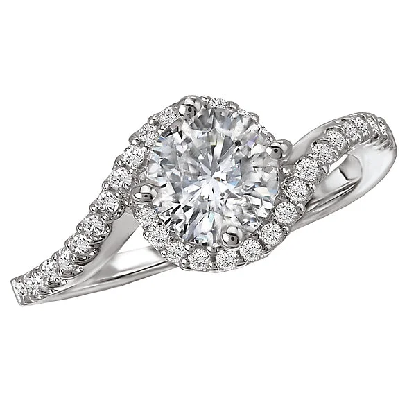 timeless engagement rings-14K White Gold Halo Semi-Mount Romance Collection Wedding Ring.