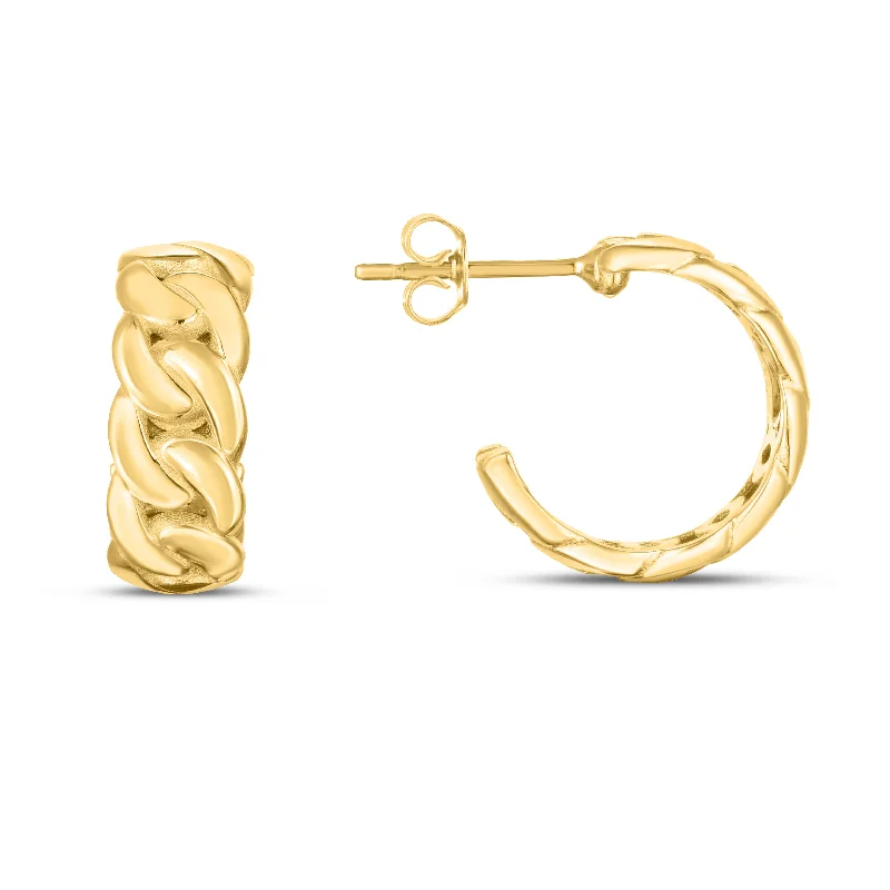 women's affordable earrings-14K Chunky Curb C Hoops