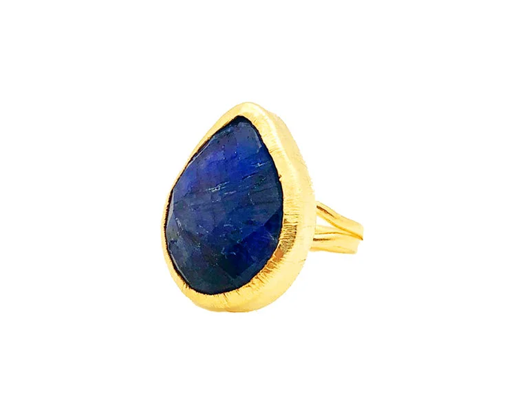 women's oversized gemstone rings-AZUL TEARDROP RING