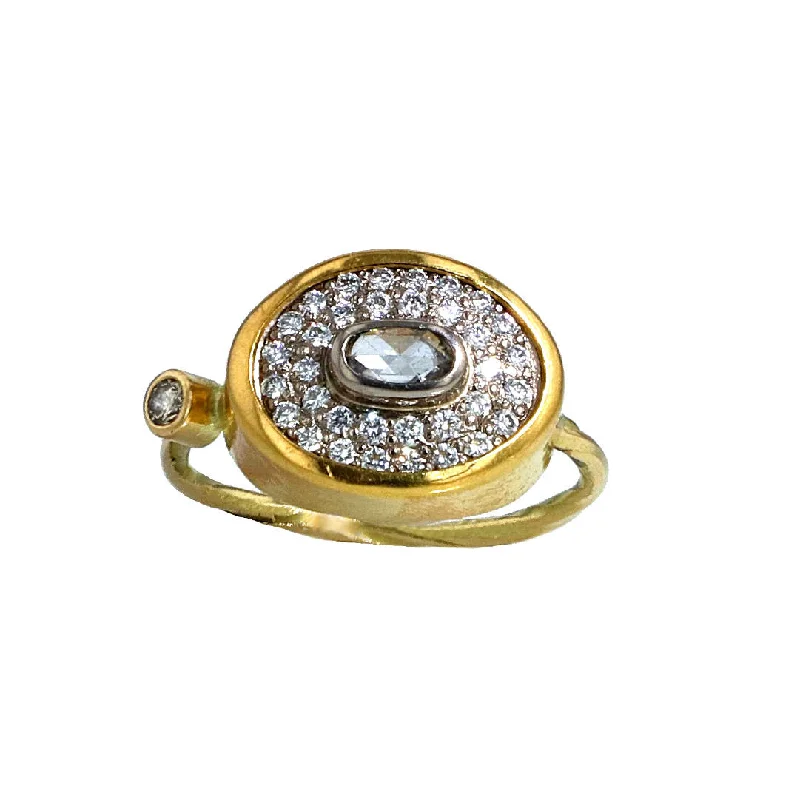 women's promise rings-Pavé Cocktail 18K & 22K Gold Ring w. Diamonds