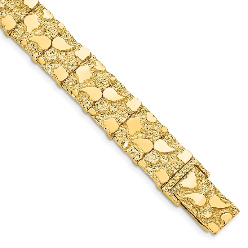 women's star bracelets-14KT Yellow Gold 7-inch 12.5MM Nugget Bracelet