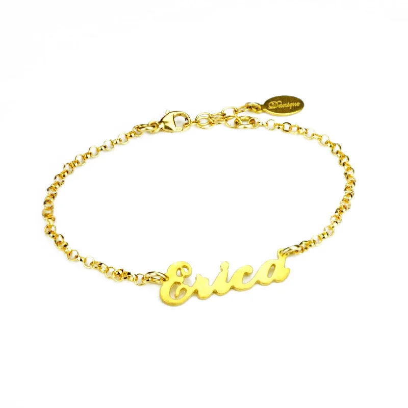 women's heart-shaped bracelets-Custom Name Plate Bracelet in Gold or Silver