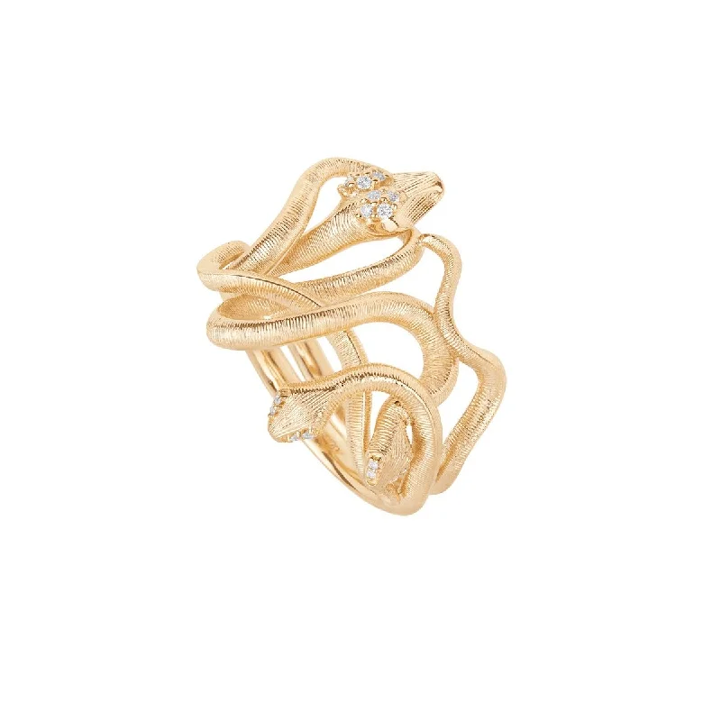 women's colorful rings-Snakes Medusa 18K Gold Ring w. Diamonds