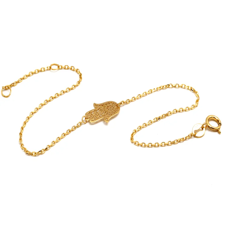 women's woven bracelets-Real Gold Allah Palm Hand Adjustable Size Bracelet (19 CM) 9775 BR1641