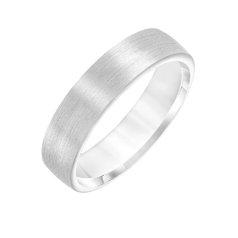 unique engagement rings-14k White Gold Brushed Finish Women's Wedding Ring with Rolled Edges - 5.5mm